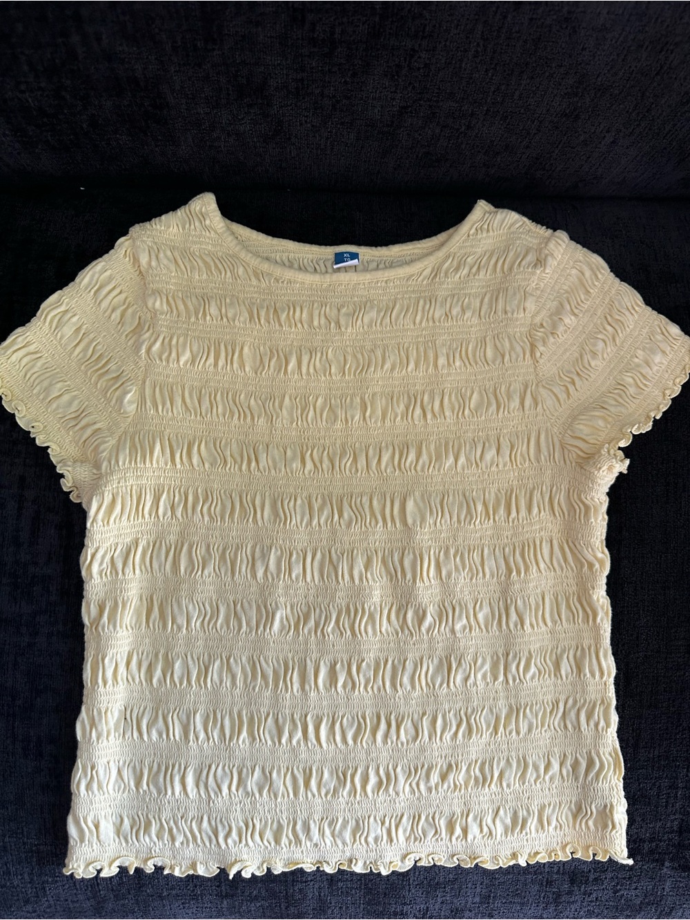 Old Navy Sweet‎ Butter Yellow Smocked Top Short Sleeve Size XL
